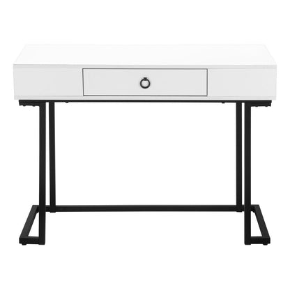 42" White and Black Wood and Metal Sled Computer Desk HomeRoots