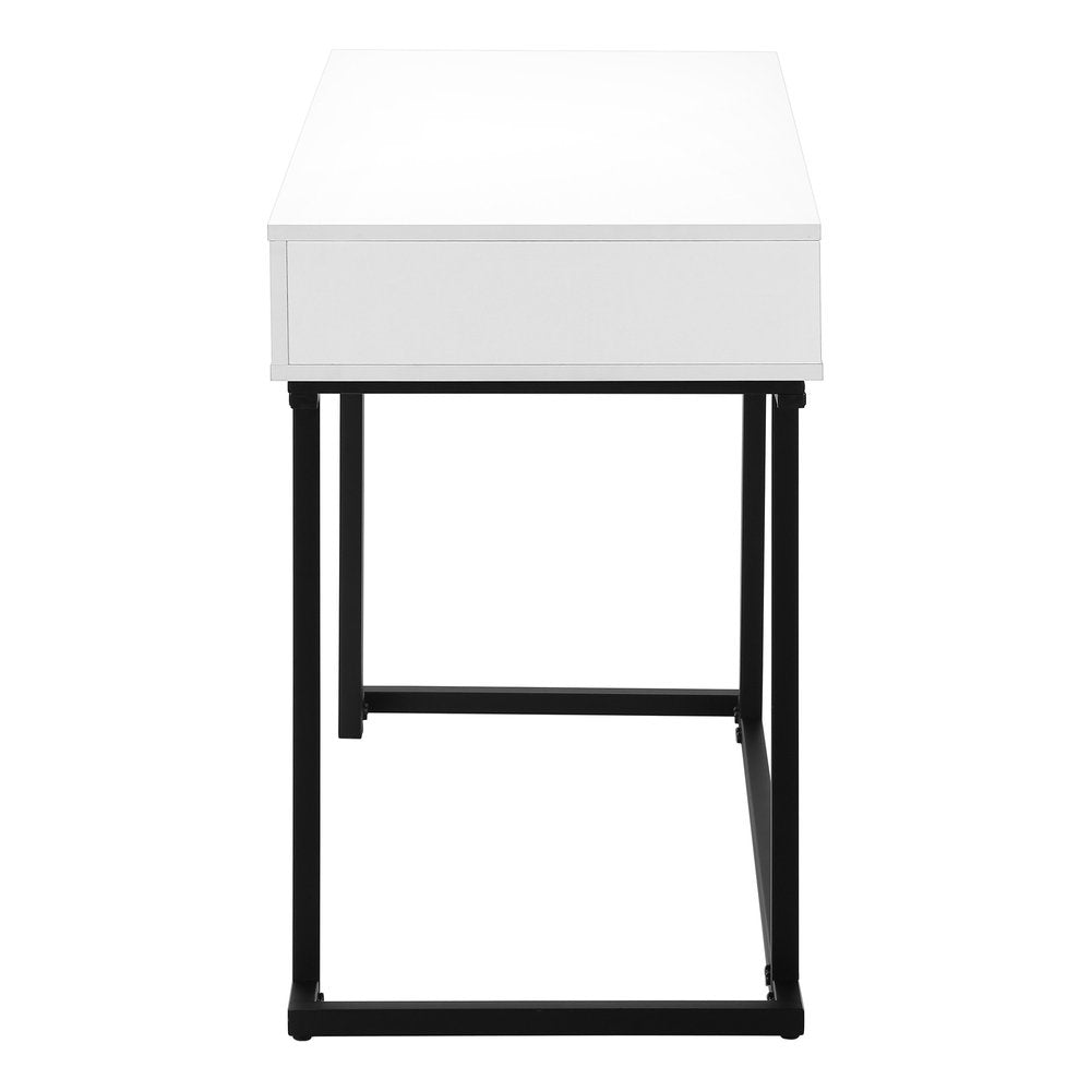42" White and Black Wood and Metal Sled Computer Desk HomeRoots