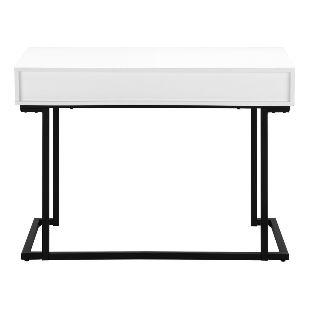42" White and Black Wood and Metal Sled Computer Desk — view 6