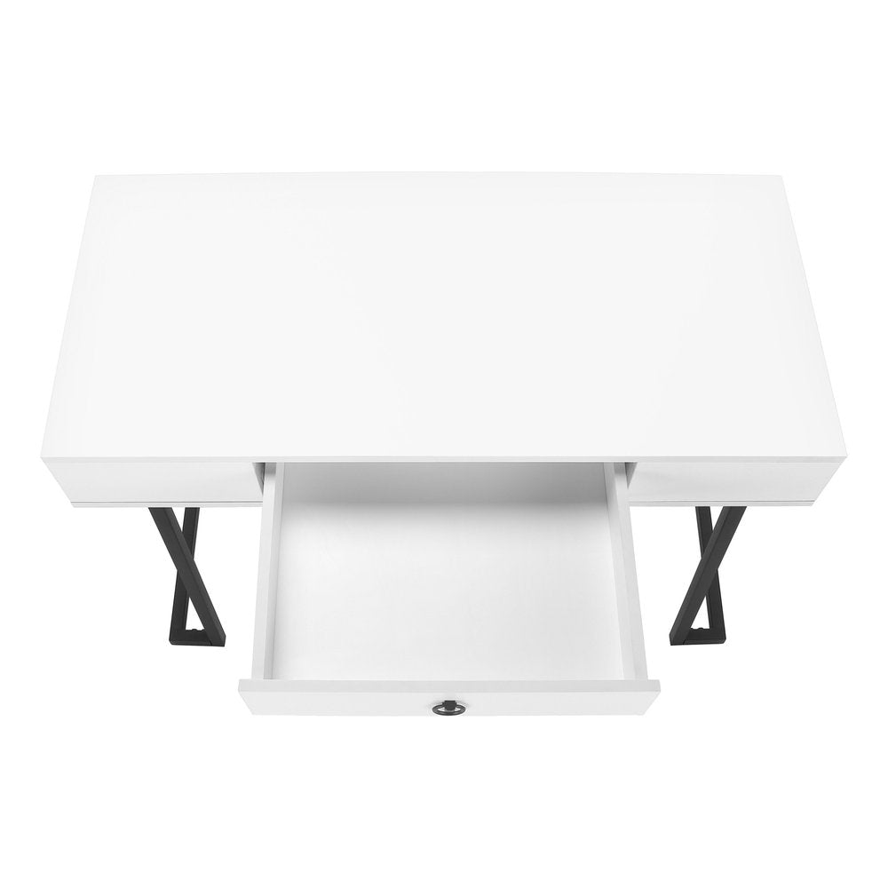 42" White and Black Wood and Metal Sled Computer Desk HomeRoots