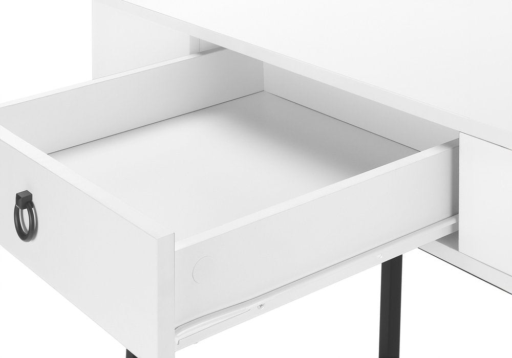 42" White and Black Wood and Metal Sled Computer Desk — view 7