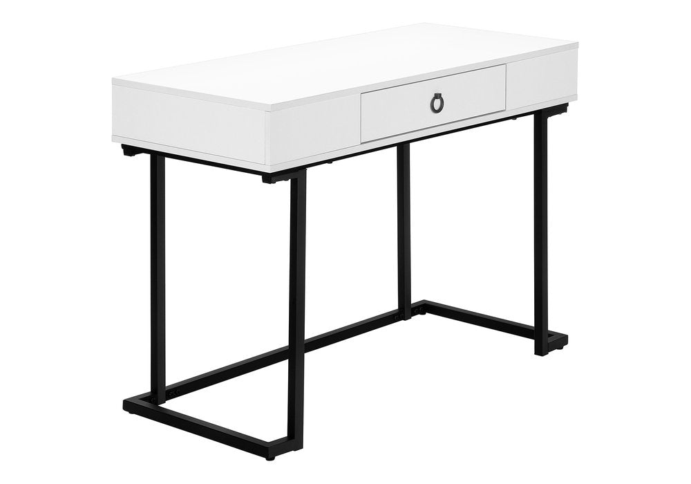 42" White and Black Wood and Metal Sled Computer Desk — view 8