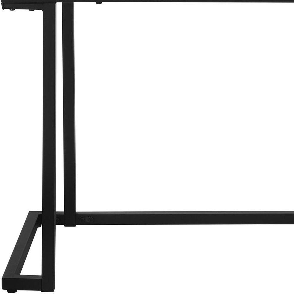 42" White and Black Wood and Metal Sled Computer Desk — view 8