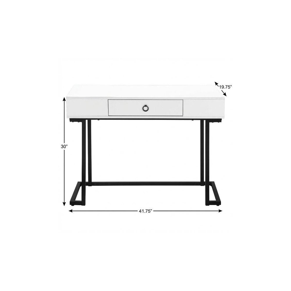 42" White and Black Wood and Metal Sled Computer Desk — view 12