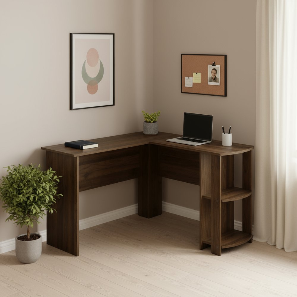 47" Brown Wood Corner Computer Desk — view 9