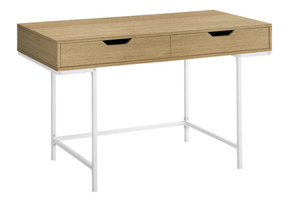 47" Natural and White Wood and Metal H-Shape Computer Desk With Two Drawers HomeRoots