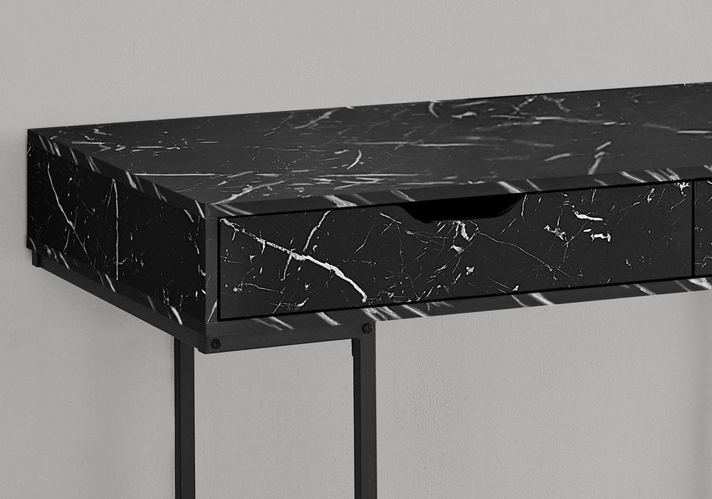 47" Black and White Wood and Metal H-Shape Computer Desk With Two Drawers — view 7