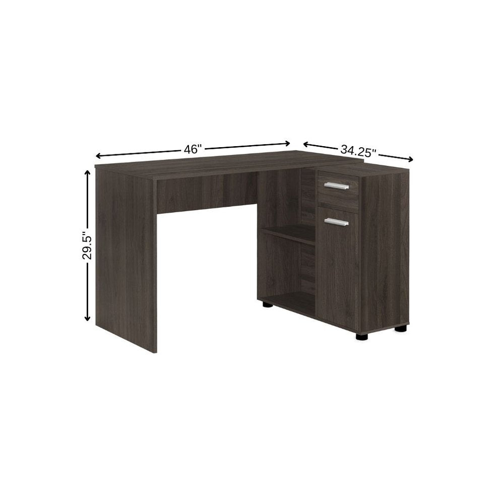 46" Brown Wood L Shape Computer Desk — view 7