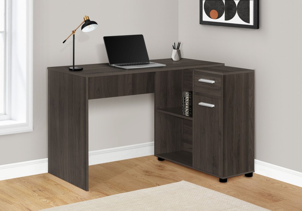 46" Brown Wood L Shape Computer Desk