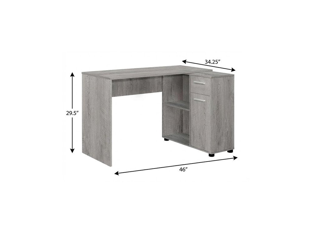 46" Gray Wood L Shape Computer Desk — view 7