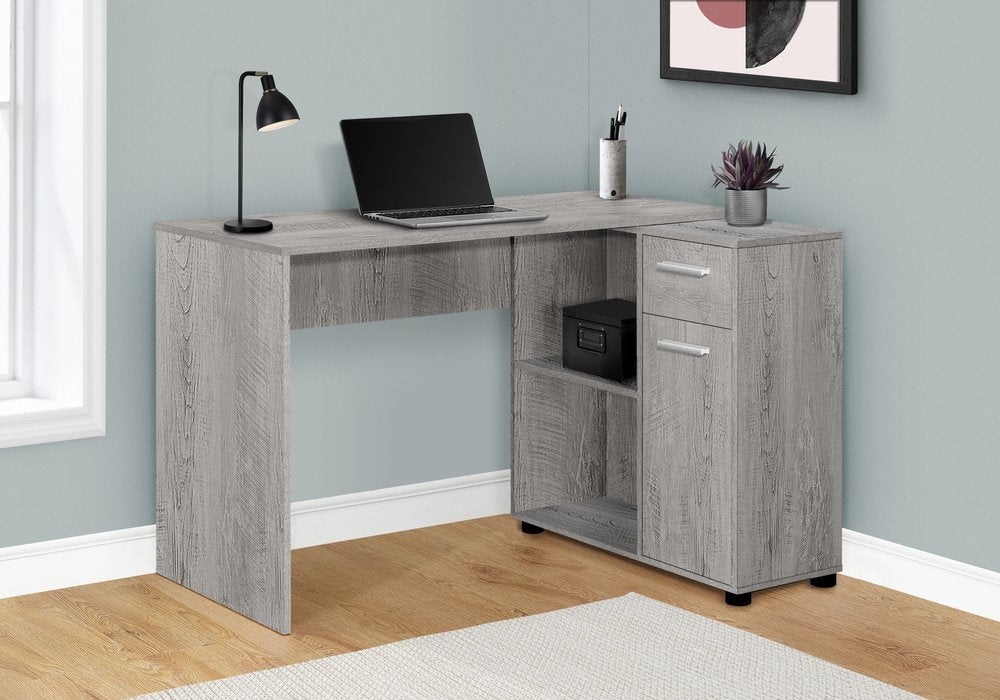 46" Gray Wood L Shape Computer Desk — view 1