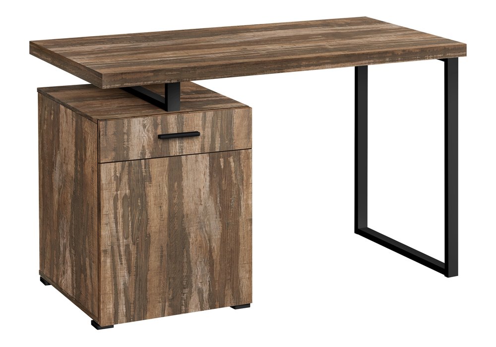 47" Brown and Black Wood and Metal Sled Computer Desk HomeRoots