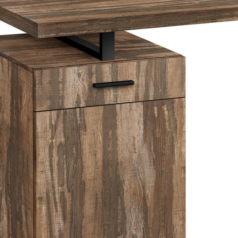 47" Brown and Black Wood and Metal Sled Computer Desk — view 3