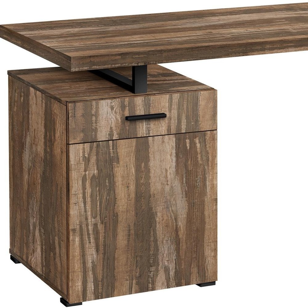 47" Brown and Black Wood and Metal Sled Computer Desk HomeRoots