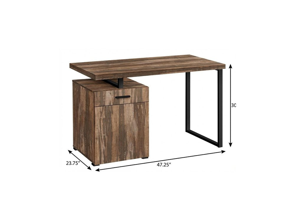 47" Brown and Black Wood and Metal Sled Computer Desk HomeRoots