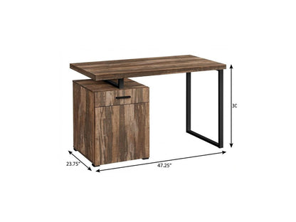 47" Brown and Black Wood and Metal Sled Computer Desk HomeRoots
