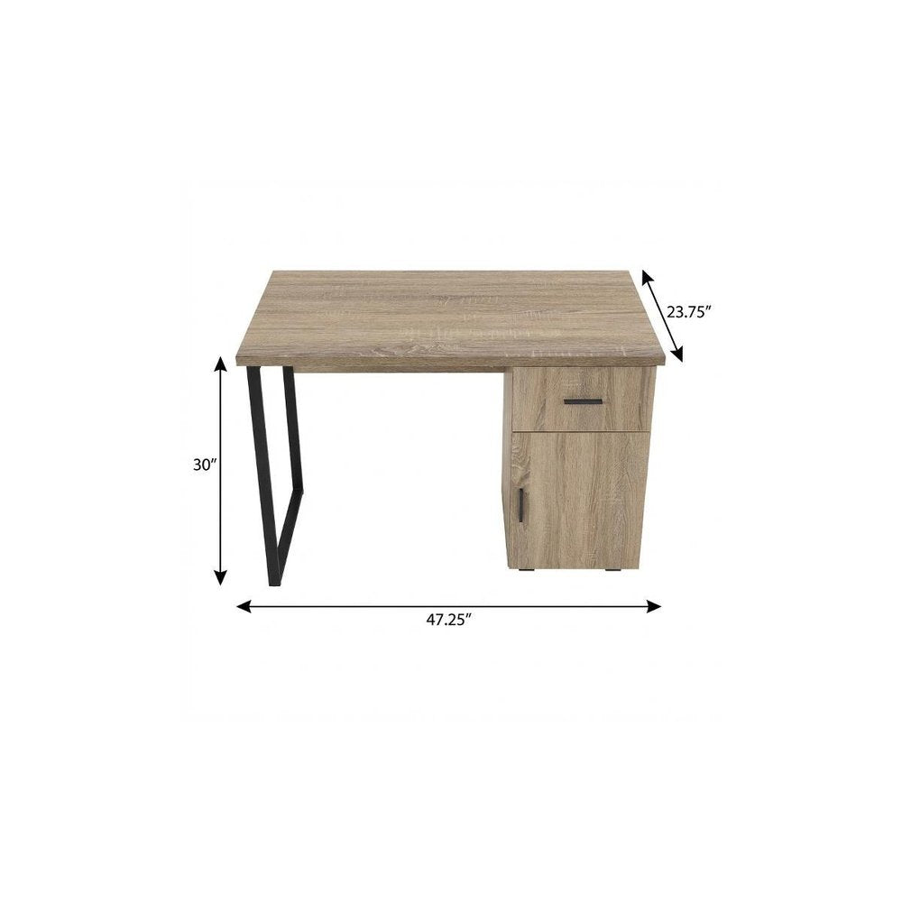 47" Taupe and Black Wood and Metal Sled Computer Desk HomeRoots