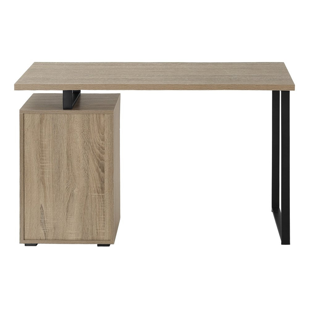 47" Taupe and Black Wood and Metal Sled Computer Desk — view 7