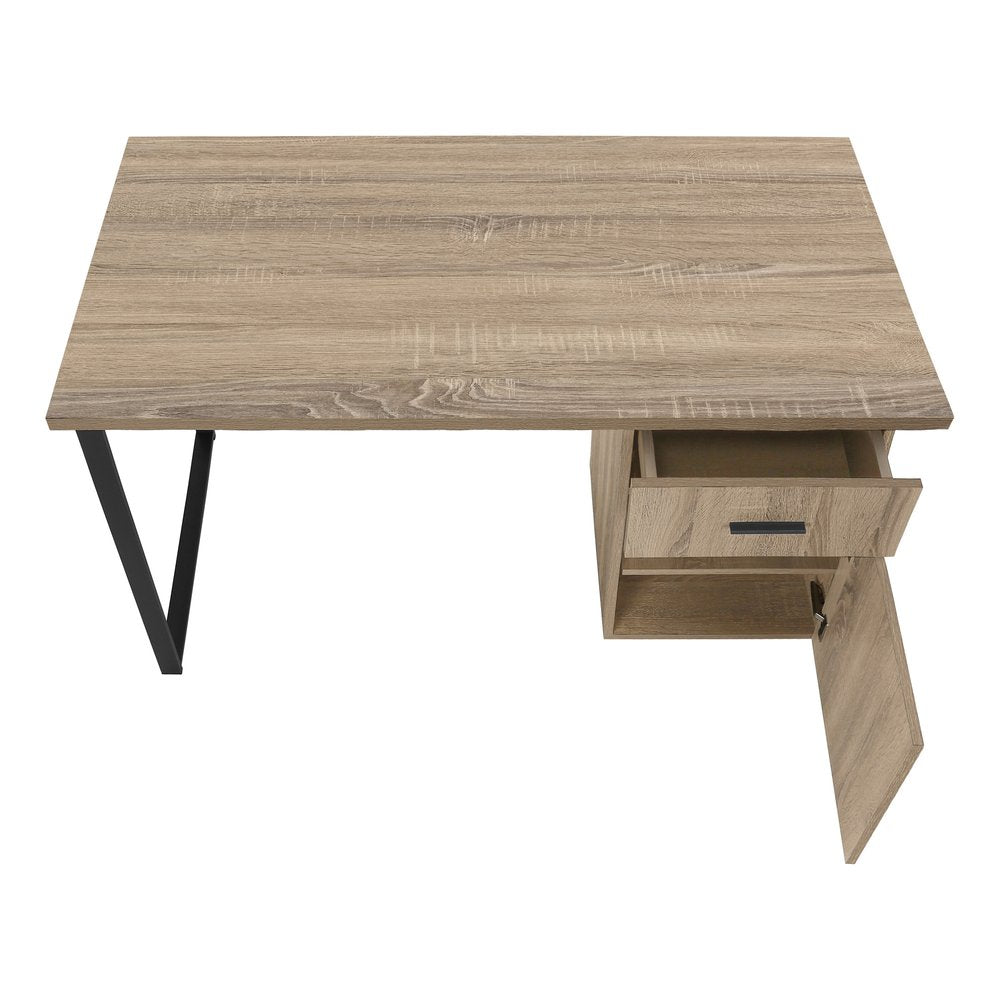 47" Taupe and Black Wood and Metal Sled Computer Desk — view 11