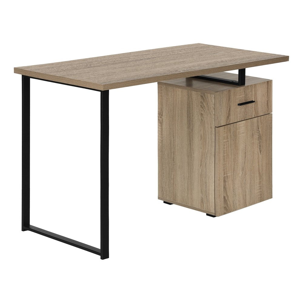 47" Taupe and Black Wood and Metal Sled Computer Desk HomeRoots