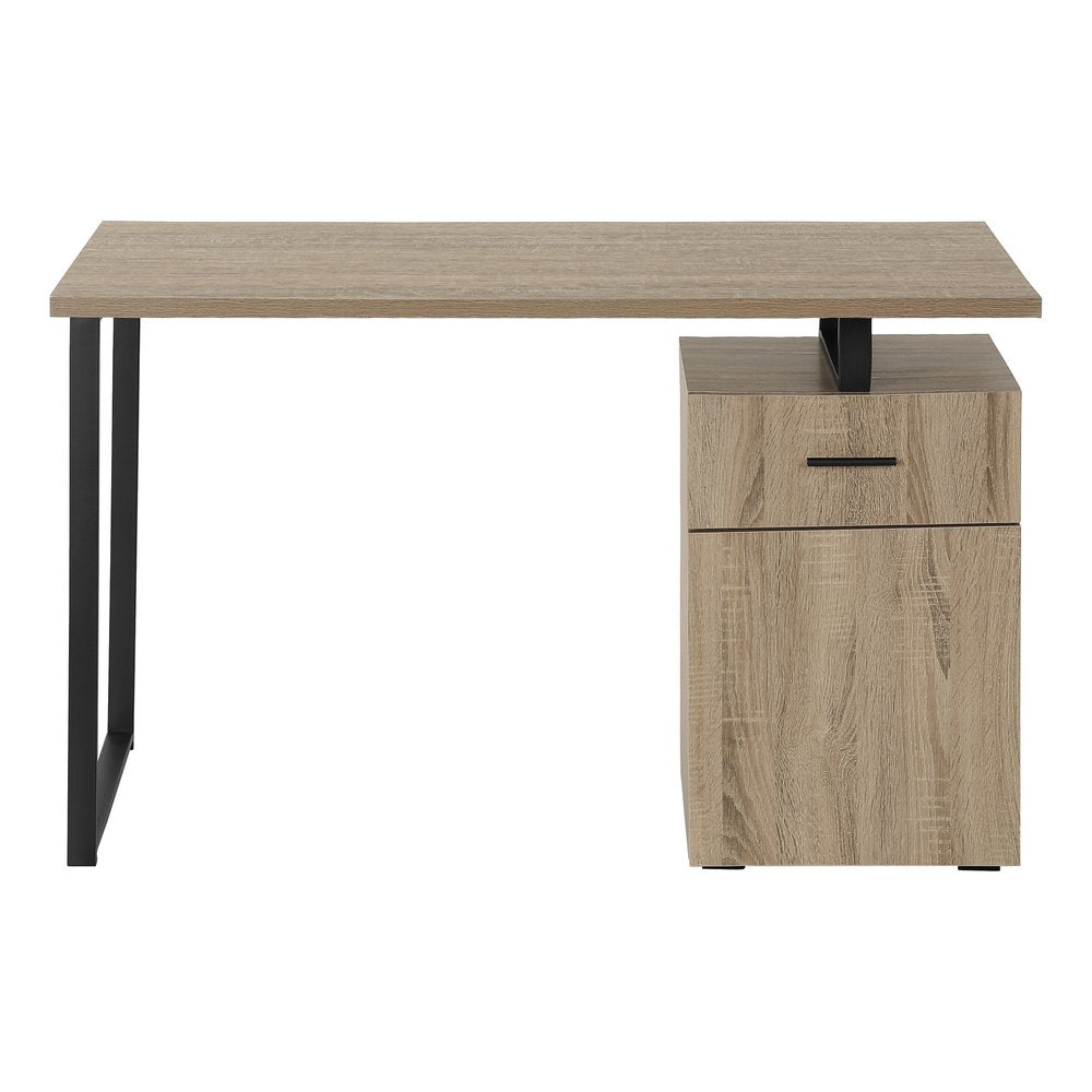 47" Taupe and Black Wood and Metal Sled Computer Desk — view 3