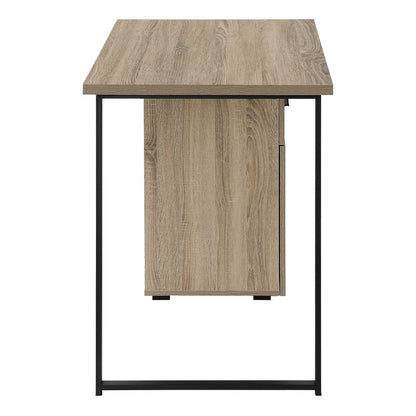 47" Taupe and Black Wood and Metal Sled Computer Desk HomeRoots