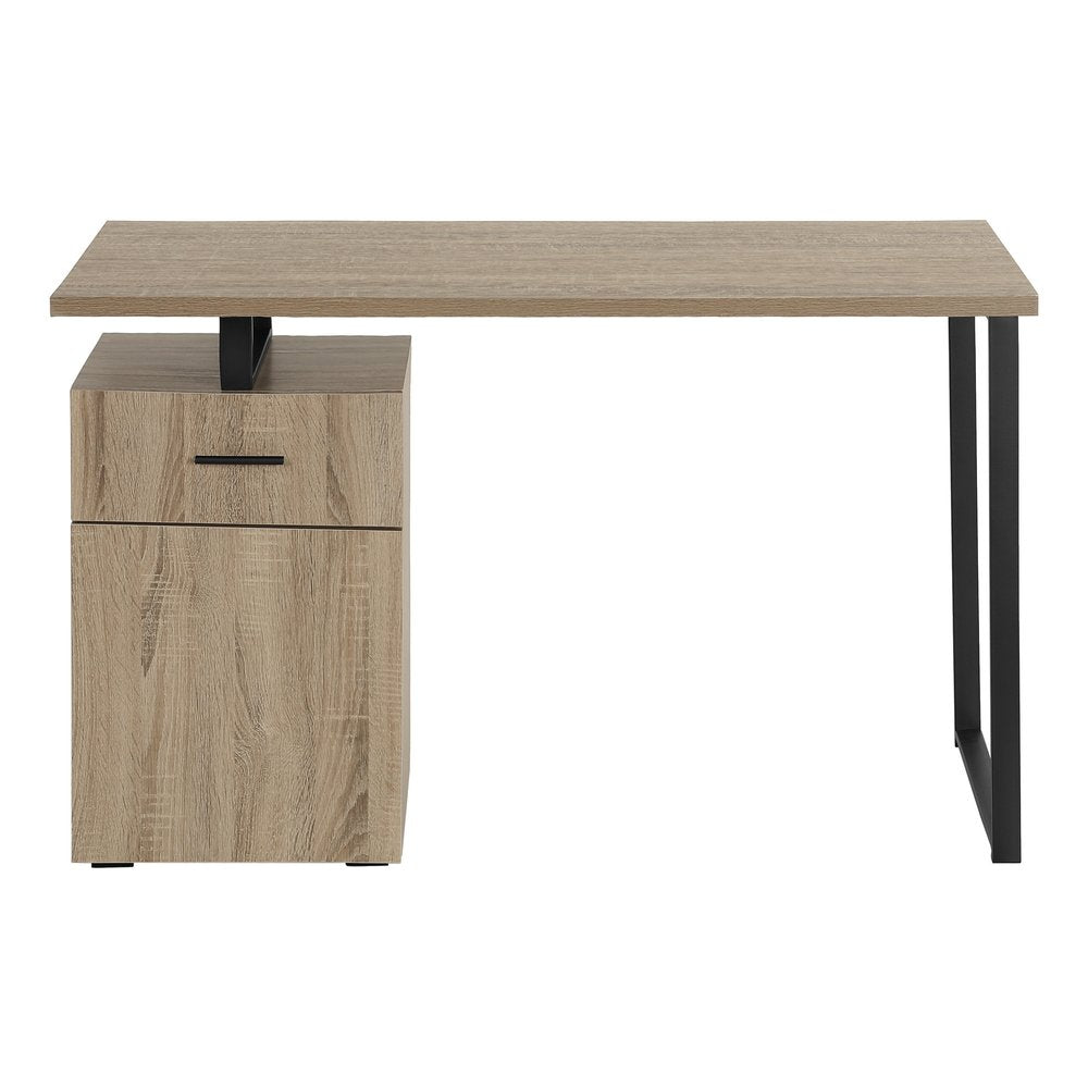47" Taupe and Black Wood and Metal Sled Computer Desk — view 4