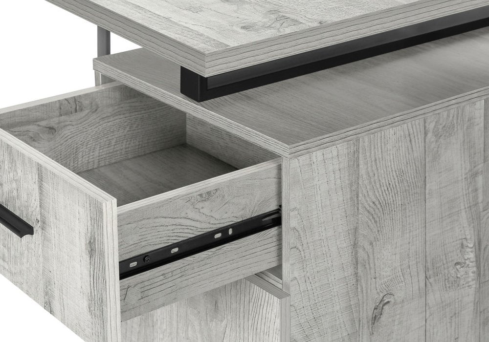 47" Gray and Black Wood and Metal Sled Computer Desk HomeRoots