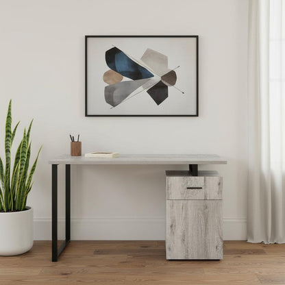 47" Gray and Black Wood and Metal Sled Computer Desk HomeRoots
