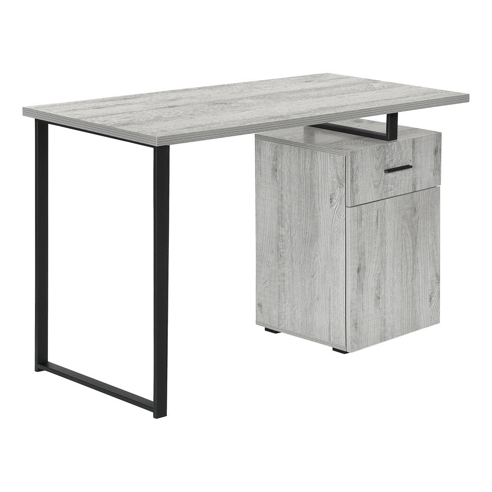 47" Gray and Black Wood and Metal Sled Computer Desk HomeRoots