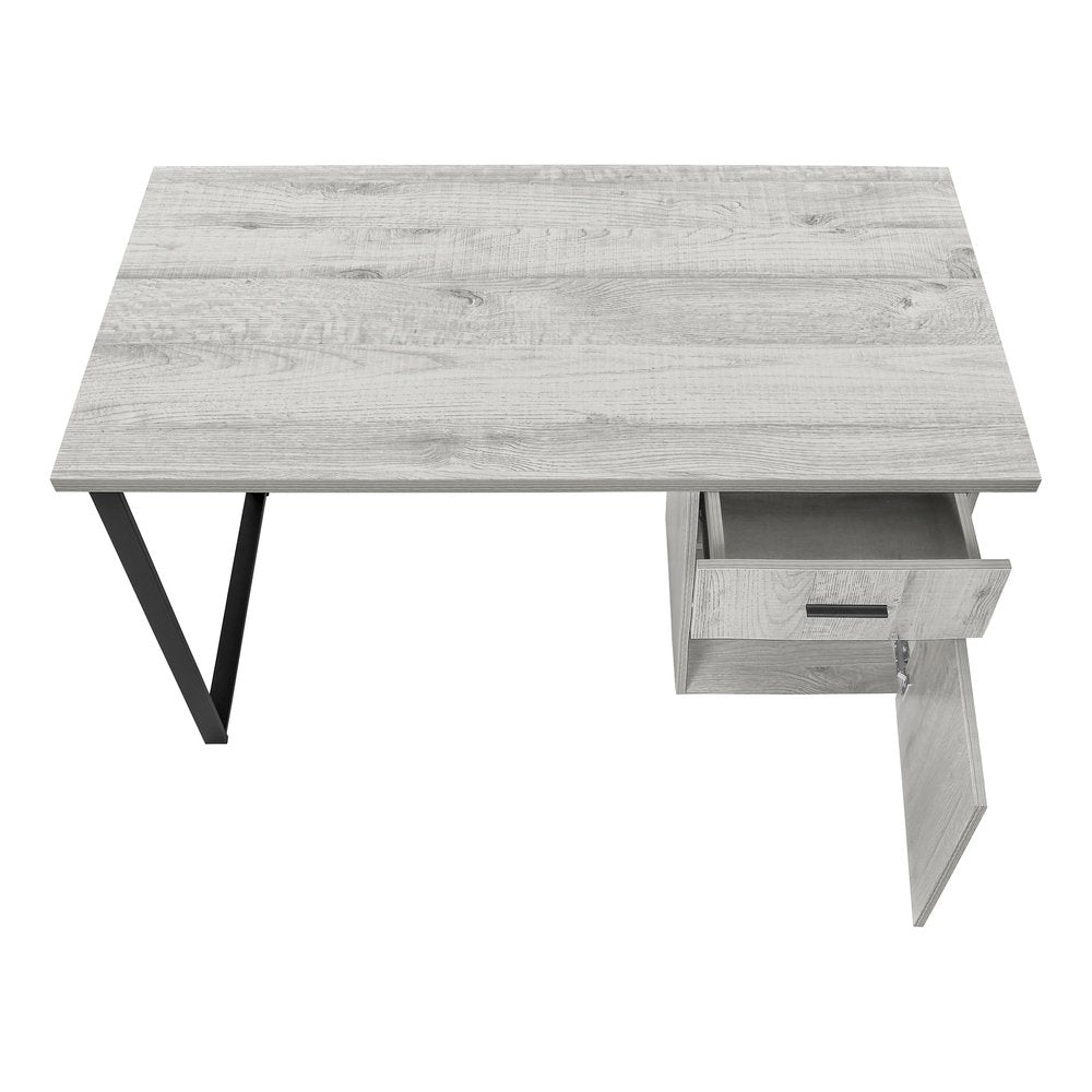 47" Gray and Black Wood and Metal Sled Computer Desk HomeRoots