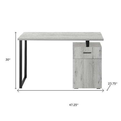 47" Gray and Black Wood and Metal Sled Computer Desk HomeRoots