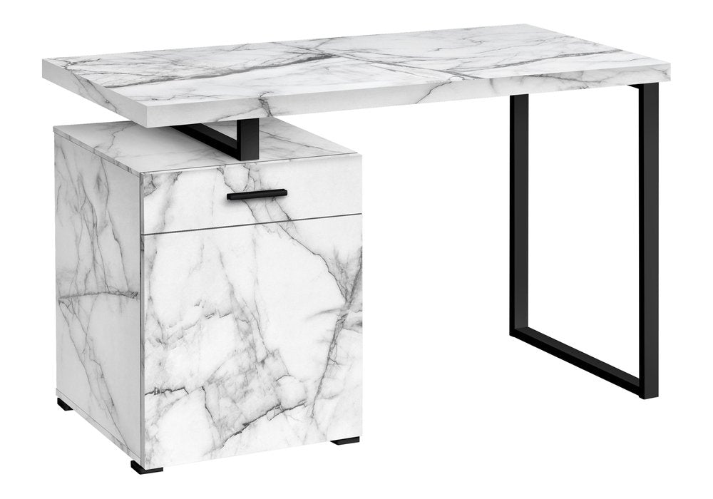 47" White and Black Wood and Metal Sled Computer Desk — view 3