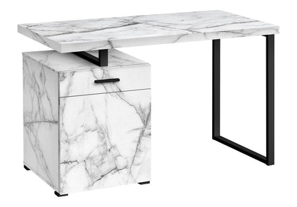 47" White and Black Wood and Metal Sled Computer Desk HomeRoots