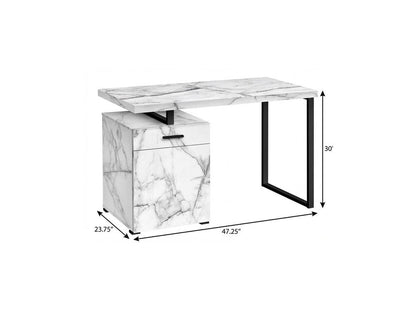 47" White and Black Wood and Metal Sled Computer Desk HomeRoots