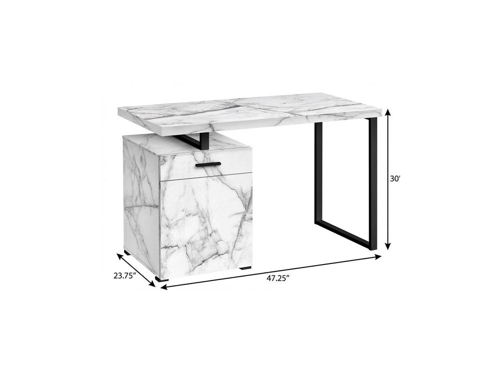 47" White and Black Wood and Metal Sled Computer Desk — view 7