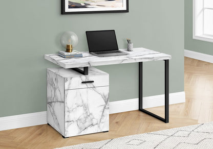 47" White and Black Wood and Metal Sled Computer Desk HomeRoots