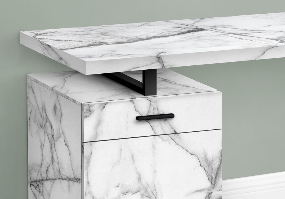 47" White and Black Wood and Metal Sled Computer Desk — view 2