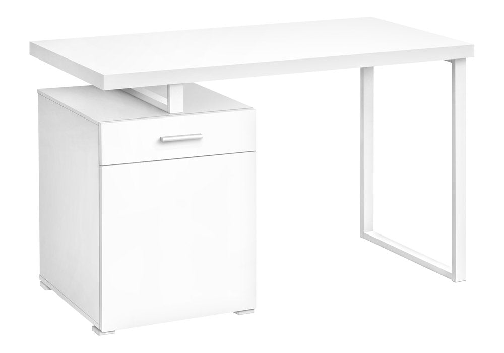 47" White Wood and Metal Sled Computer Desk — view 3