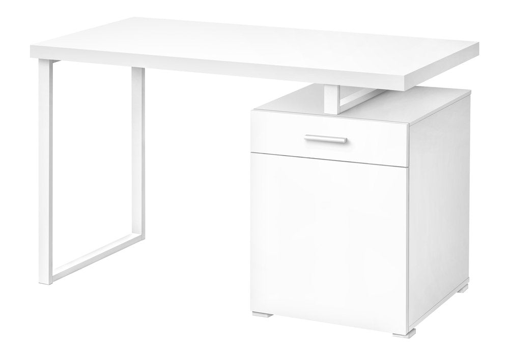 47" White Wood and Metal Sled Computer Desk HomeRoots
