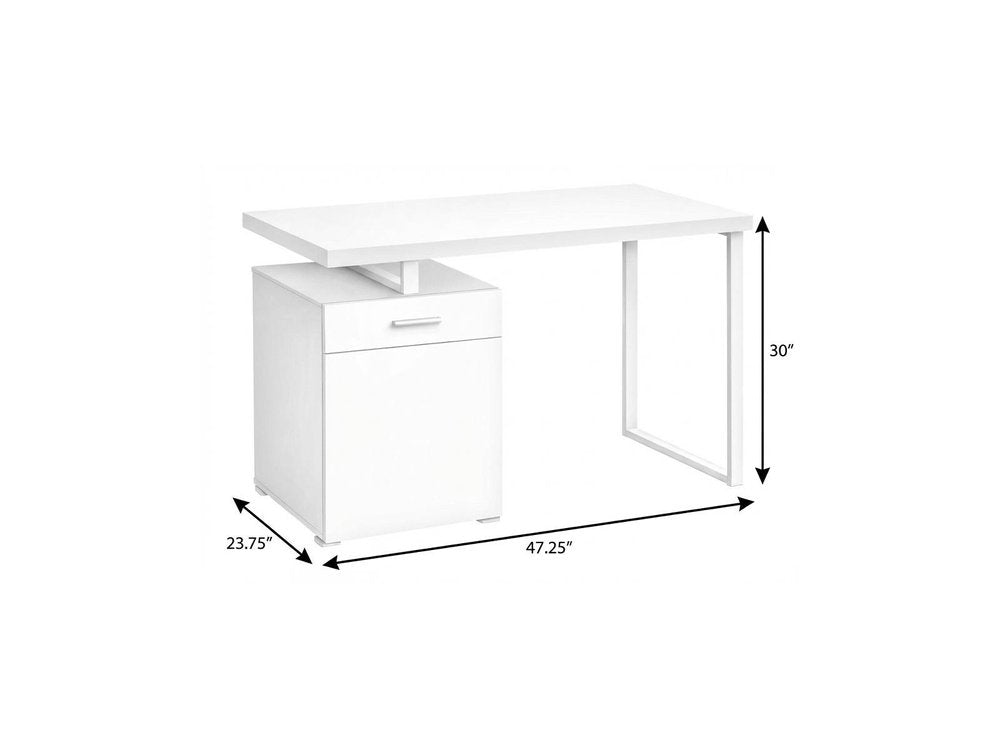 47" White Wood and Metal Sled Computer Desk HomeRoots