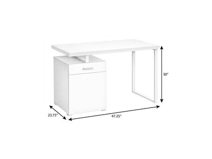 47" White Wood and Metal Sled Computer Desk HomeRoots