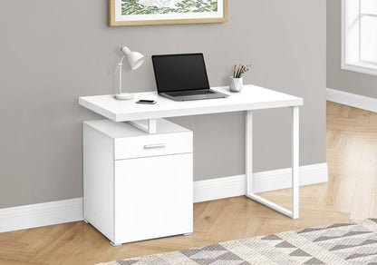 47" White Wood and Metal Sled Computer Desk HomeRoots