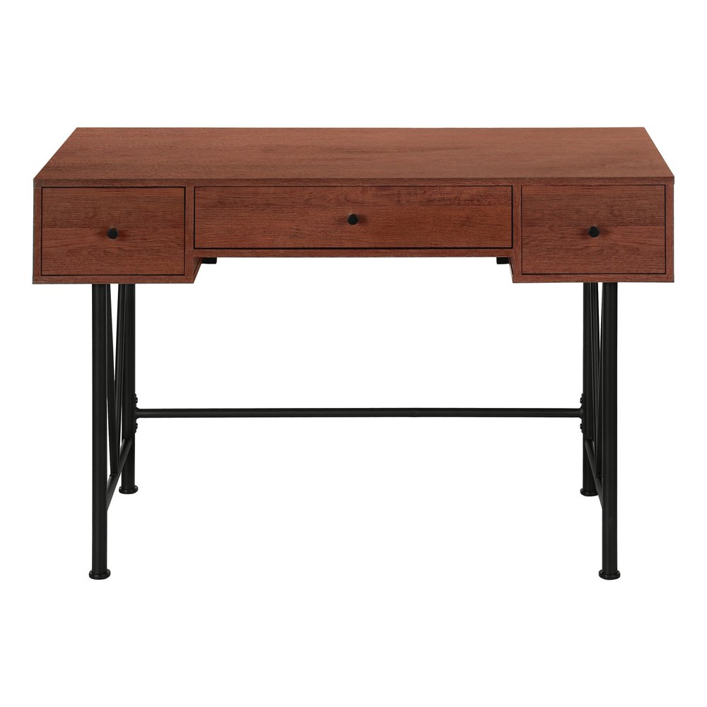 47" Brown and Black Computer Desk With Three Drawers HomeRoots