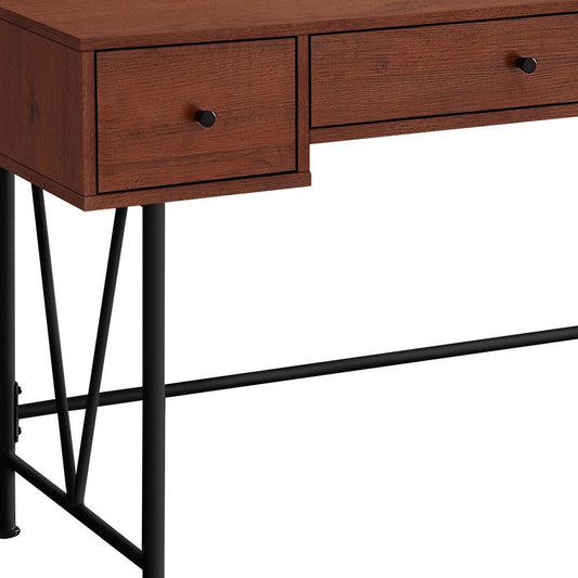 47" Brown and Black Computer Desk With Three Drawers HomeRoots
