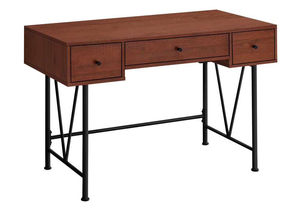 47" Brown and Black Computer Desk With Three Drawers HomeRoots