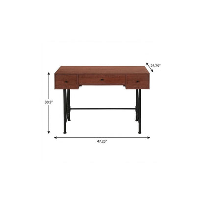 47" Brown and Black Computer Desk With Three Drawers HomeRoots