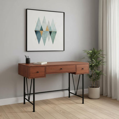 47" Brown and Black Computer Desk With Three Drawers HomeRoots