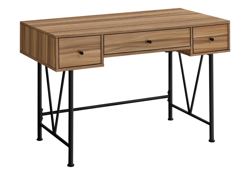 47" Brown and Black Computer Desk With Three Drawers HomeRoots