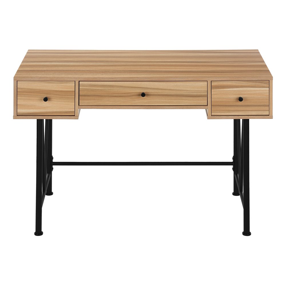 47" Brown and Black Computer Desk With Three Drawers HomeRoots